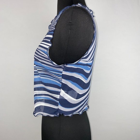 Shein Tank Top Women's Size L US 8 / 10 Marble Print Mesh Cropped Festival Club - Picture 8 of 12